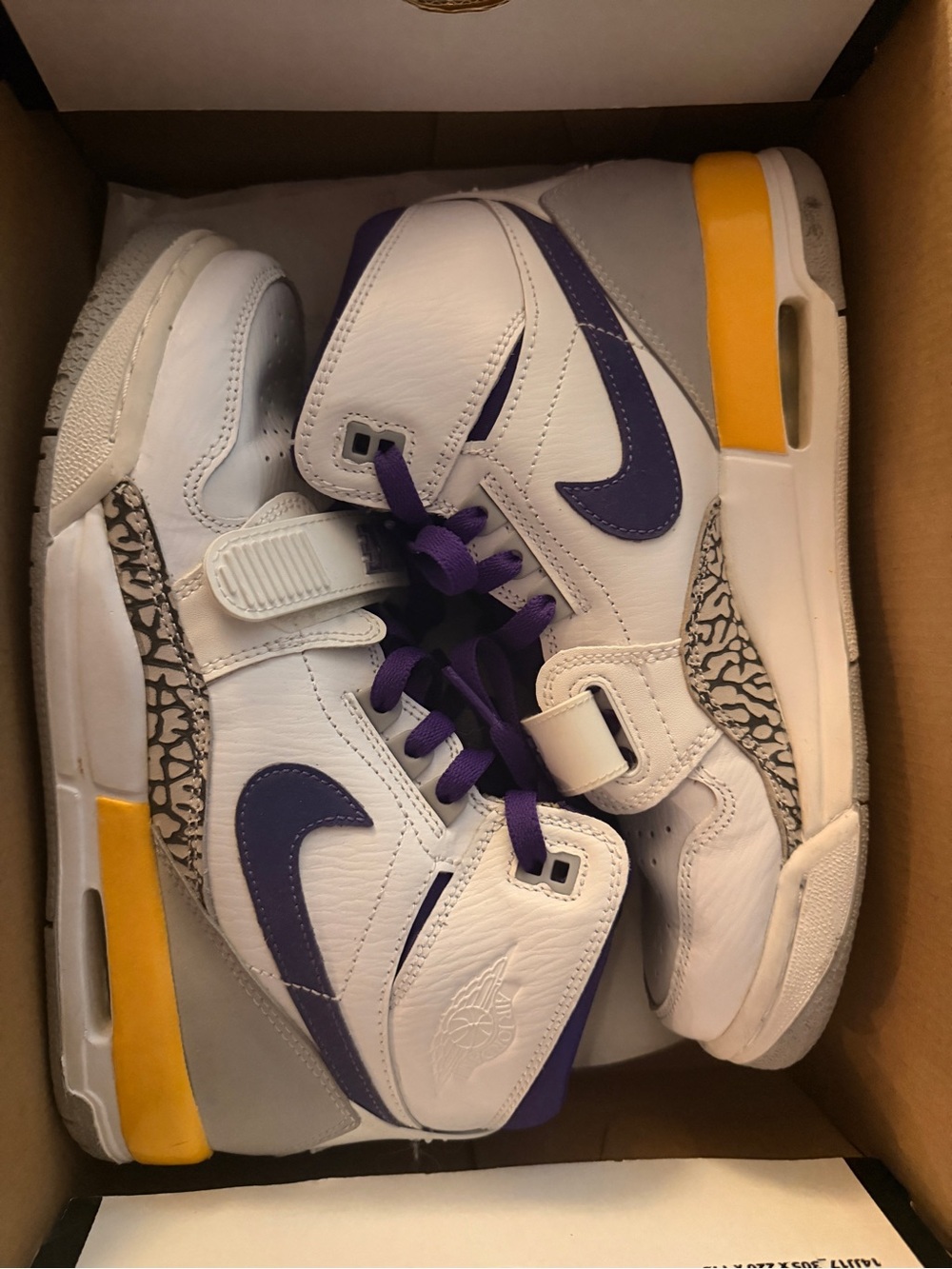 Jordan Kids' White, Purple & Yellow High-Top Sneakers - Lakers